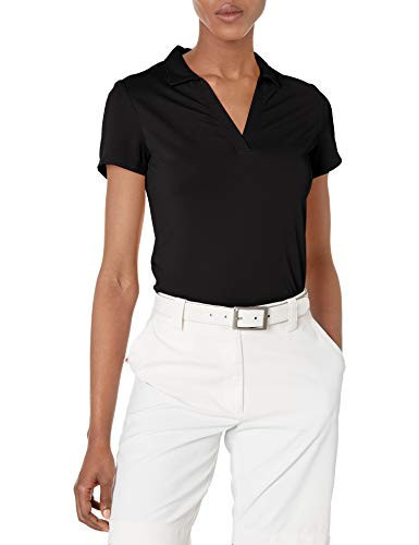 PGA Tour Women's Airflux Short Sleeve Golf Polo Shirt, With Moisture-Wicking Fabric And Sun Protection (Size X-Small - Xx-Large), Caviar, XX-Large | Amazon (US)