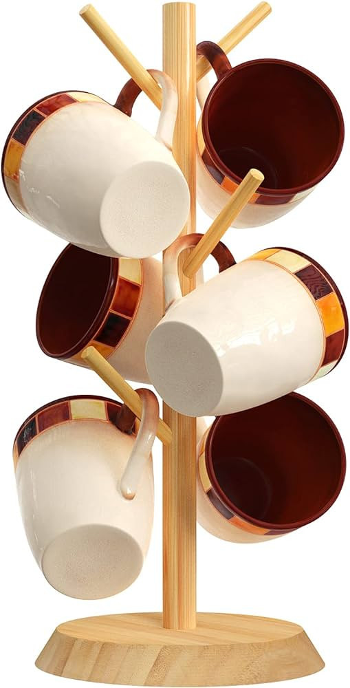 MaxGear Bamboo Coffee Mug Tree,Mug Rack, Coffee Cup Holder for Countertop, Wooden Coffee Cup Hold... | Amazon (US)