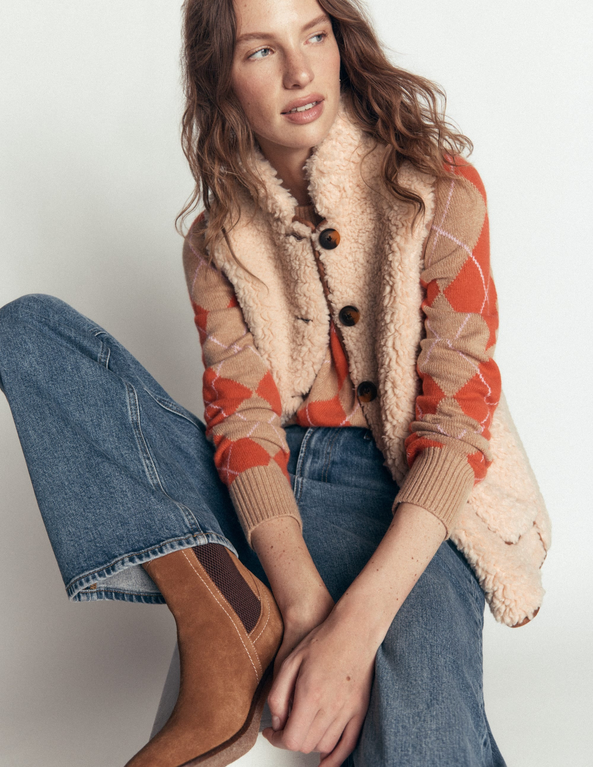 Funnel Neck Borg Gilet-Natural Borg | Boden (US)
