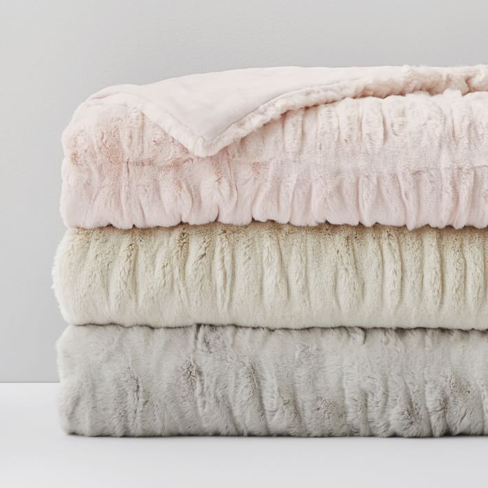 Ruched Faux Fur Throw | Pottery Barn Teen