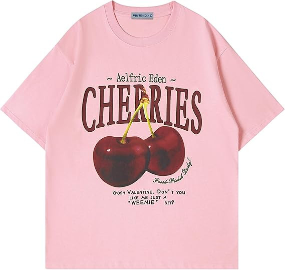 Aelfric Eden Oversized Graphic Tees Unisex Cherries Print T Shirts Casual Summer Short Sleeve Top... | Amazon (US)