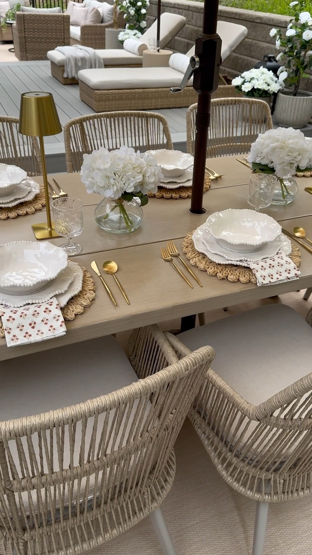 Outdoor Dining Setup You’ll Enjoy All Summer Long ☀️

Follow @farmtotablecreations on Instagram for more outdoor styling inspiration and favorite finds.

This patio setup turned out so cozy and elegant 🤍 From the scalloped umbrella to the woven dining chairs and neutral layered textures… every detail feels straight out of a summer magazine shoot. I linked the dining table, chairs, umbrella, outdoor rug, dinnerware, placemats, gold cordless lamps, and table decor ✨

Perfect for backyard dinners, slow mornings with coffee, or hosting family all summer long.

#outdoorfurniture #patiodining #scallopedumbrella #outdoorrug #amazonhomefinds

patio furniture | outdoor dining | scalloped umbrella | woven dining chairs | patio table | neutral outdoor decor | outdoor entertaining | summer patio | backyard inspiration | outdoor styling | patio refresh | amazon patio finds | patio rug | cordless table lamps | outdoor hosting | patio setup | neutral home decor | woven chairs | backyard makeover | outdoor table decor | patio season | deck decorating | summer entertaining | elegant outdoor spaces | outdoor living

#LTKSeasonal #LTKHome #LTKSaleAlert