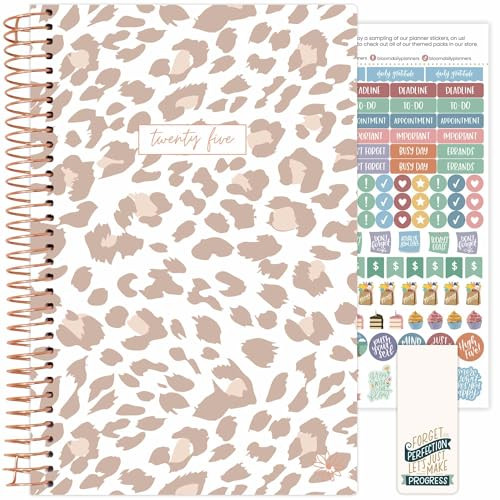 bloom daily planners 2025 Calendar Year Day Planner (January 2025 - December 2025) - 5.5” x 8.25” - Weekly/Monthly Agenda Organizer Book with Stickers & Bookmark - Tan Leopard | Amazon (US)