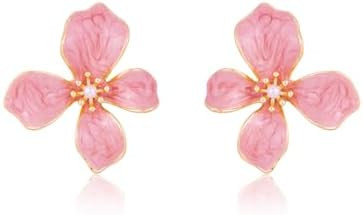 Pink Flower Earrings for Women White Floral Earring Big Statement Earrings for Women Large Purple... | Amazon (US)