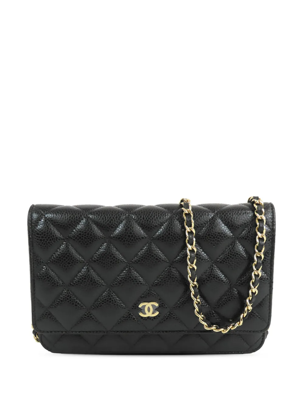 CHANEL Pre-Owned 2021 CC Quilted Caviar Wallet on Chain crossbody bag - Black | Farfetch Global