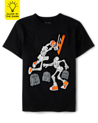 Boys Glow Skeleton Basketball Graphic Tee - black | The Children's Place