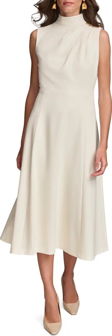 Donna Karan New York Mock Neck Sleeveless Midi A-Line Dress | Nordstrom | Nordstrom