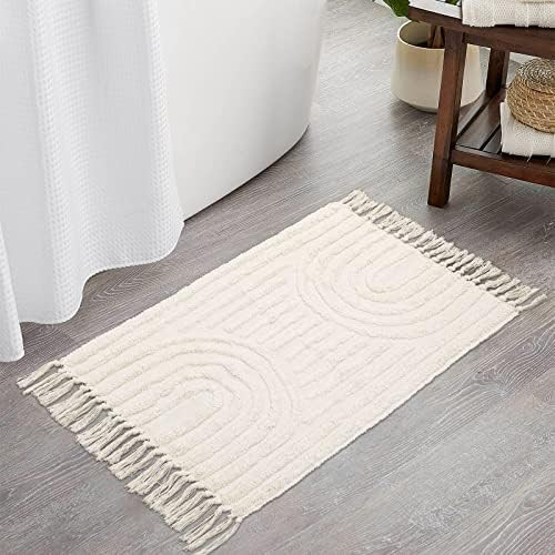 Boho Bathroom Rug 2x3 Lanffia Tufted Rainbow Rugs with Tassels Small Throw Rugs Machine Washable Boh | Amazon (US)