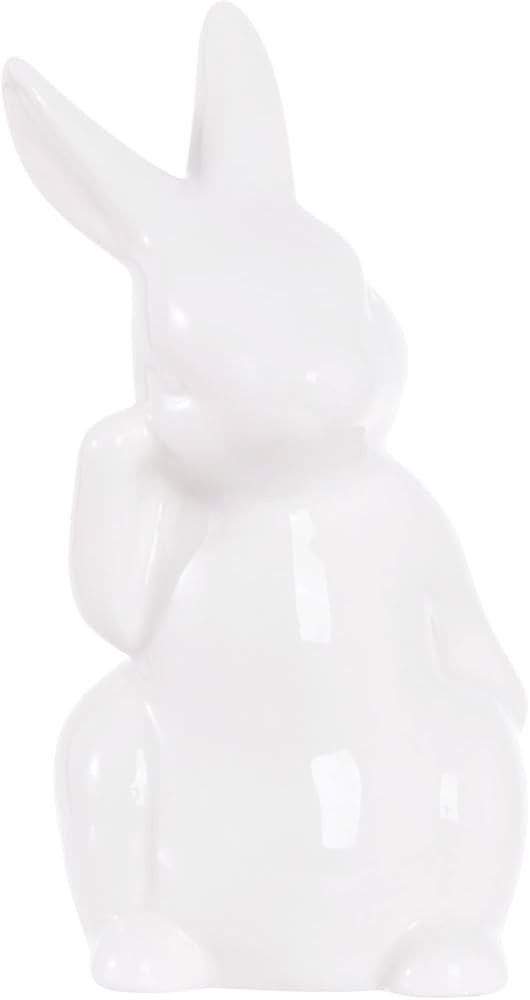 White Ceramic Easter Bunny Figurine Home Table Decor, Porcelain Rabbit Statue for Spring Yard and... | Amazon (US)