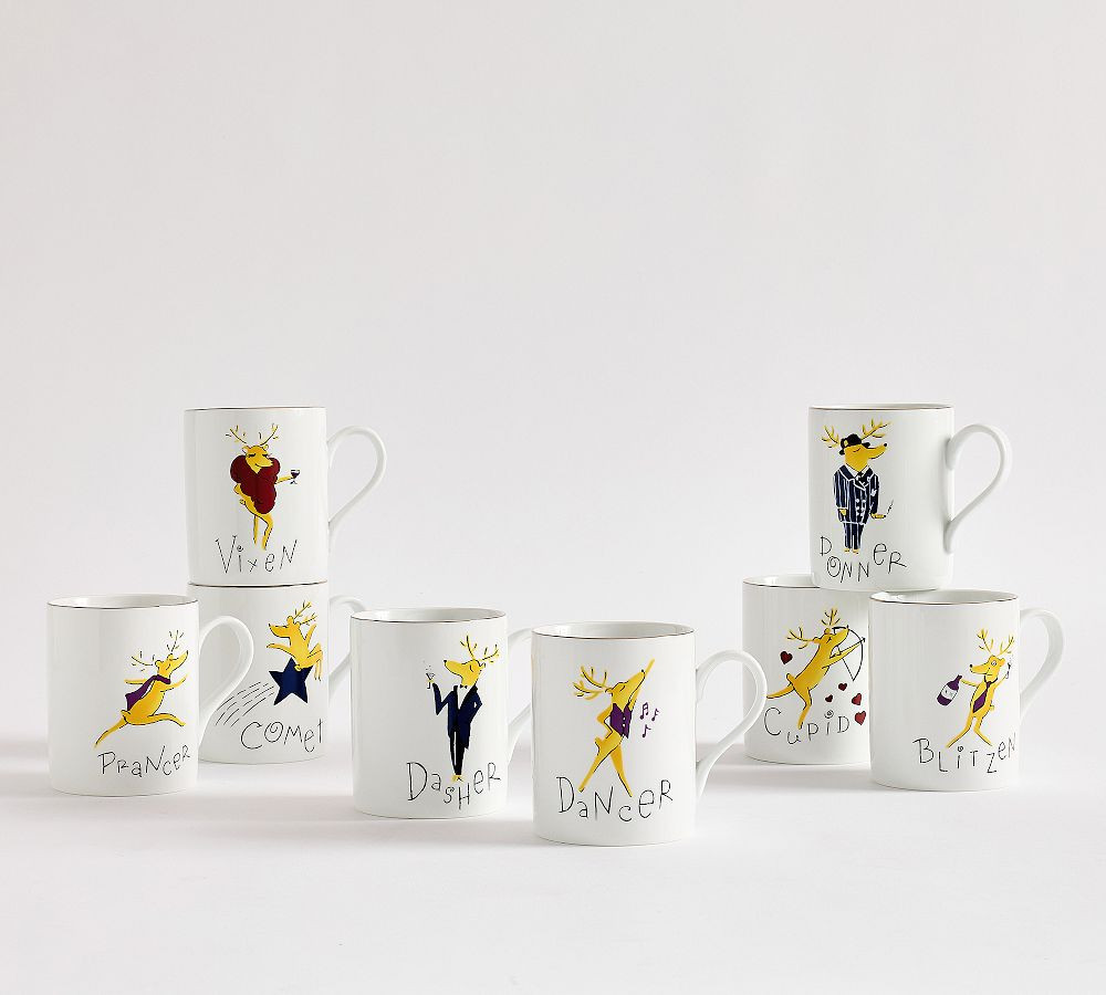 Vintage Reindeer Mugs - Mixed Set of 8 | Pottery Barn (US)