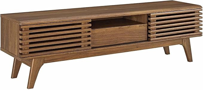 Modway Render Mid-Century Modern Low Profile 59 Inch TV Stand in Walnut | Amazon (US)