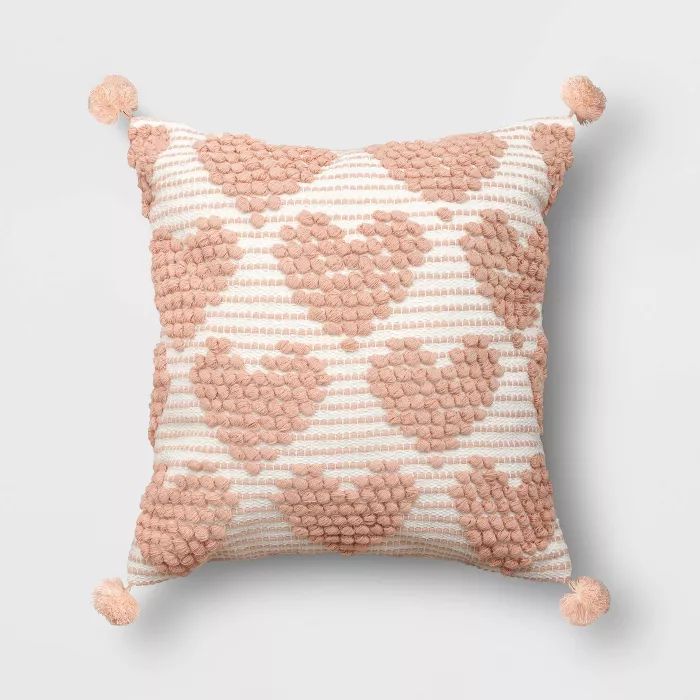 Square Valentine’s Day Hearts Pillow Cream/Blush - Opalhouse™ | Target
