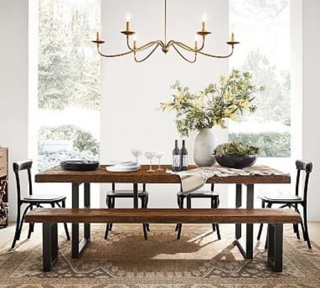 Griffin (contract grade) dining table and bench on sale at Pottery Barn, plus the Maxx metal dining chairs (not pictured). 
Get the table, bench, and 4 chairs for under $2800, and before Thanksgiving!

Dining table, pottery barn sale, dining bench, reclaimed wood, metal dining chairs, thanksgiving dinner, family seating

#LTKfamily #LTKhome #LTKHoliday
