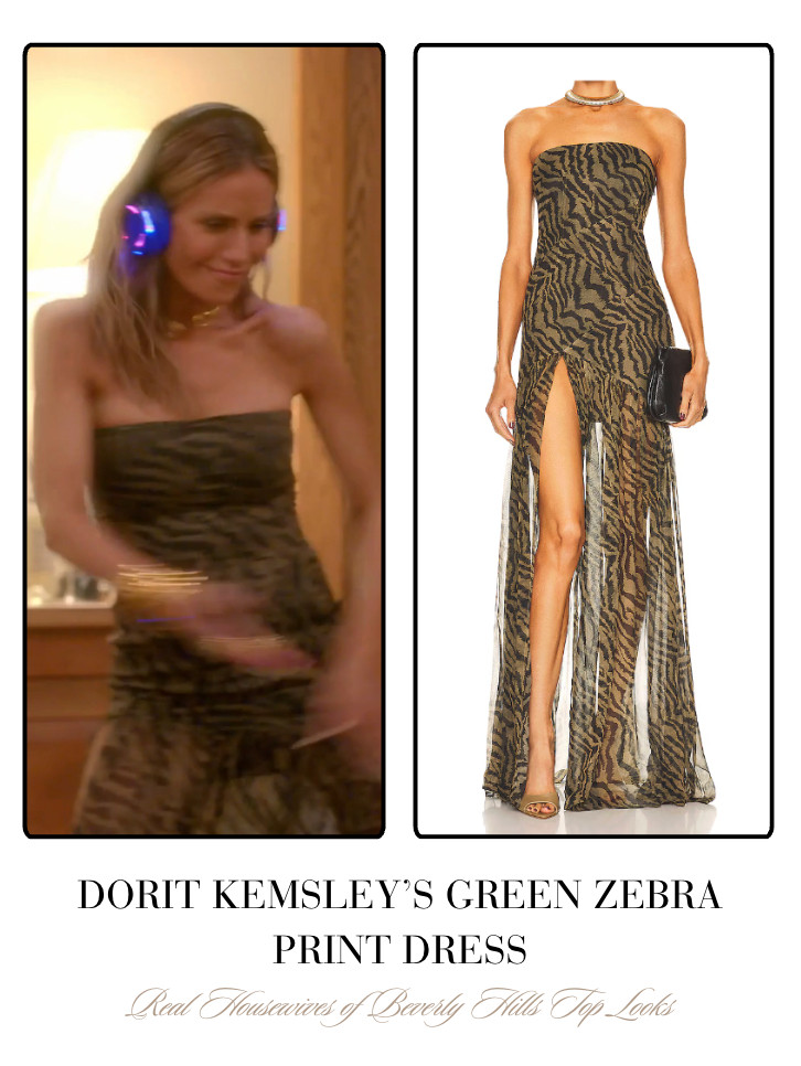 Dorit Kemsley's Green Zebra Print Dress 

 