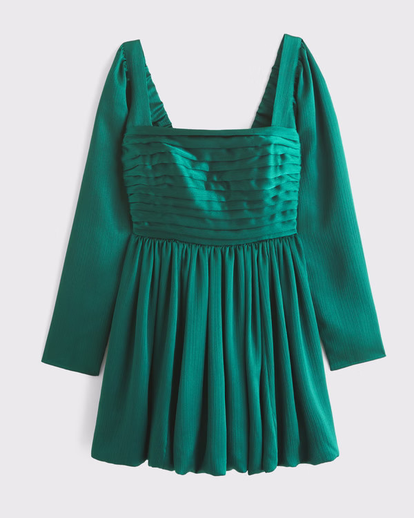 The A&F Emerson Bubble Hem Satin Mini Dress | Abercrombie & Fitch (US)