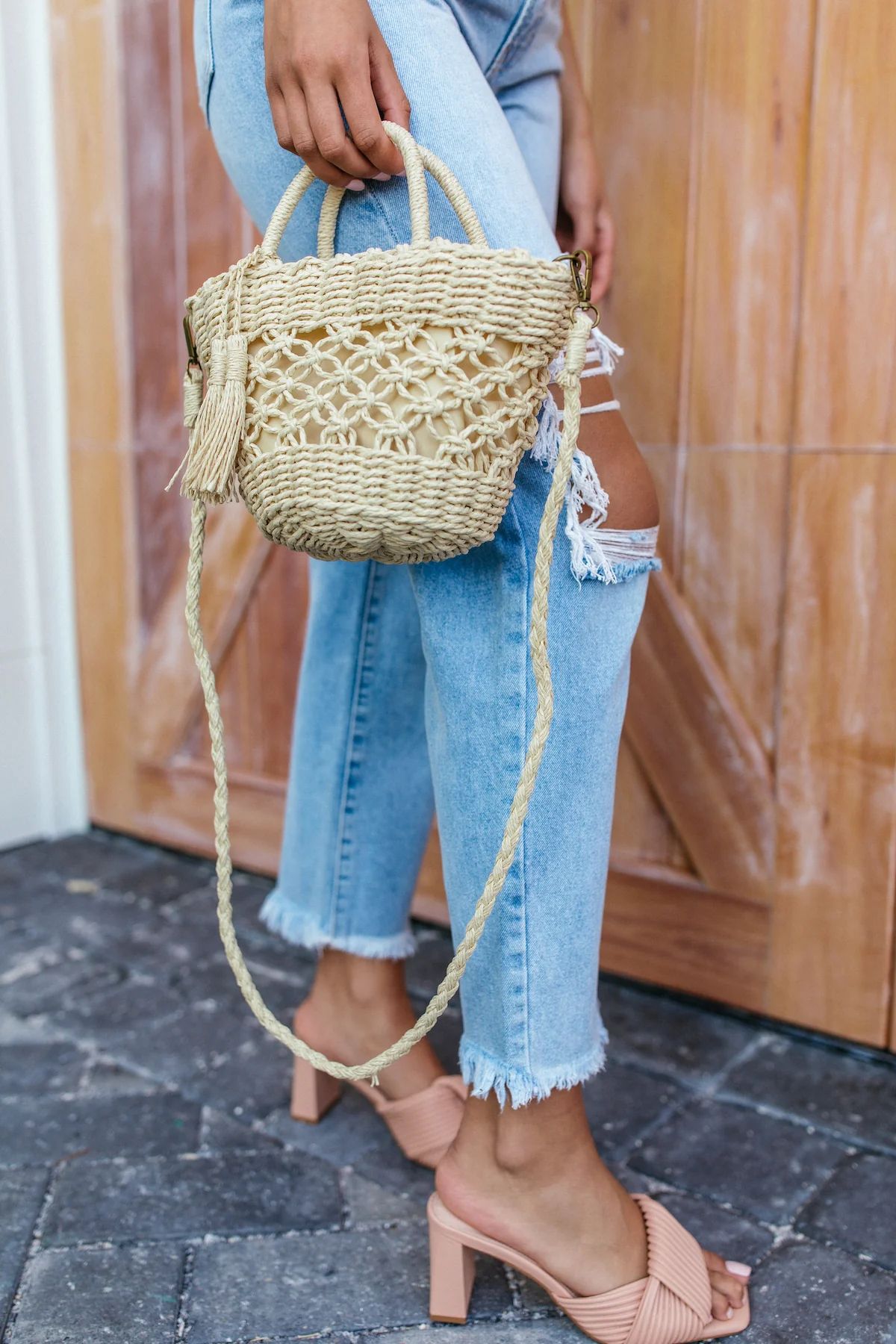 Nina Ivory Woven Handbag | The Post