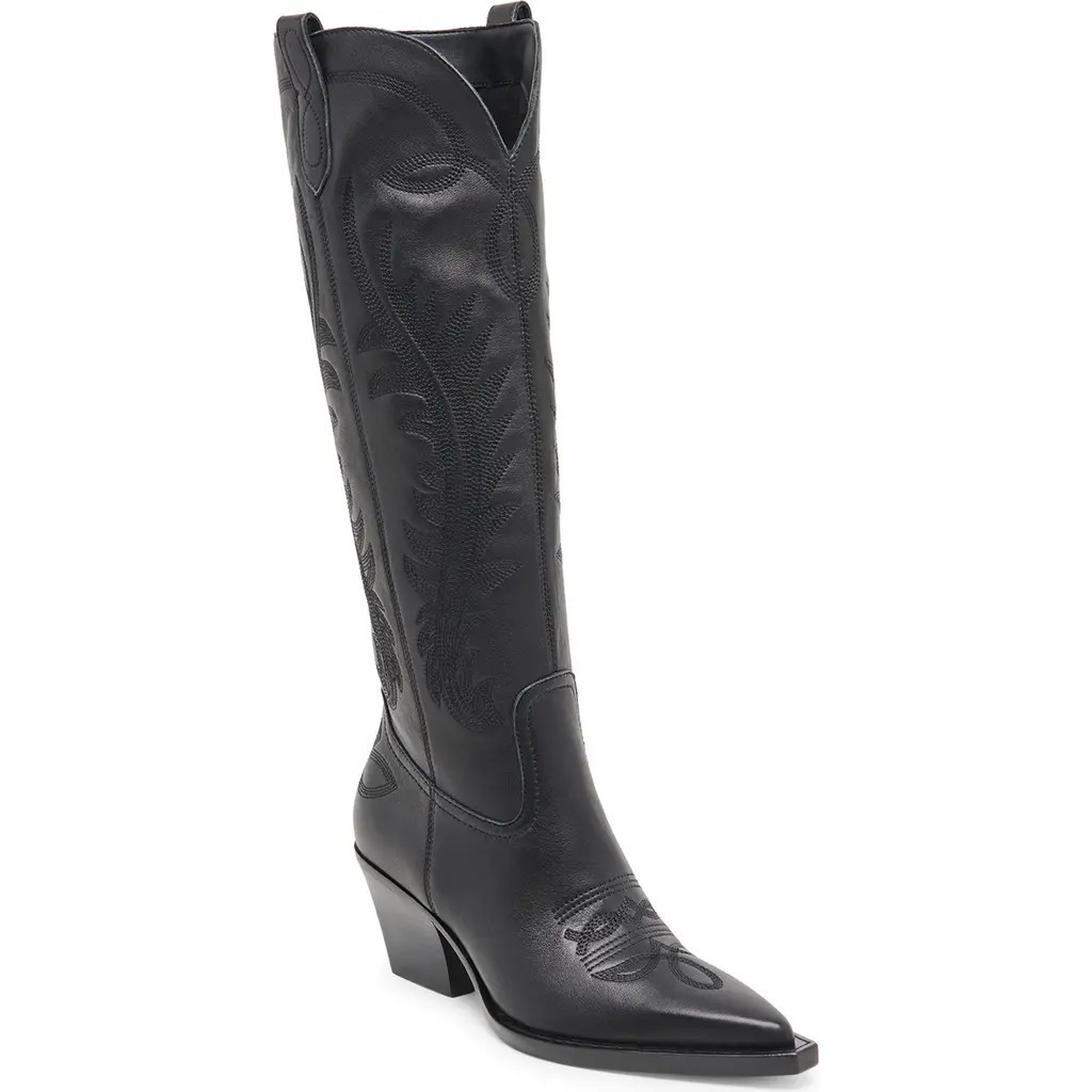 Dolce Vita Ryatt Clip Toe Western Boot in Black Leather at Nordstrom, Size 9.5 | Nordstrom