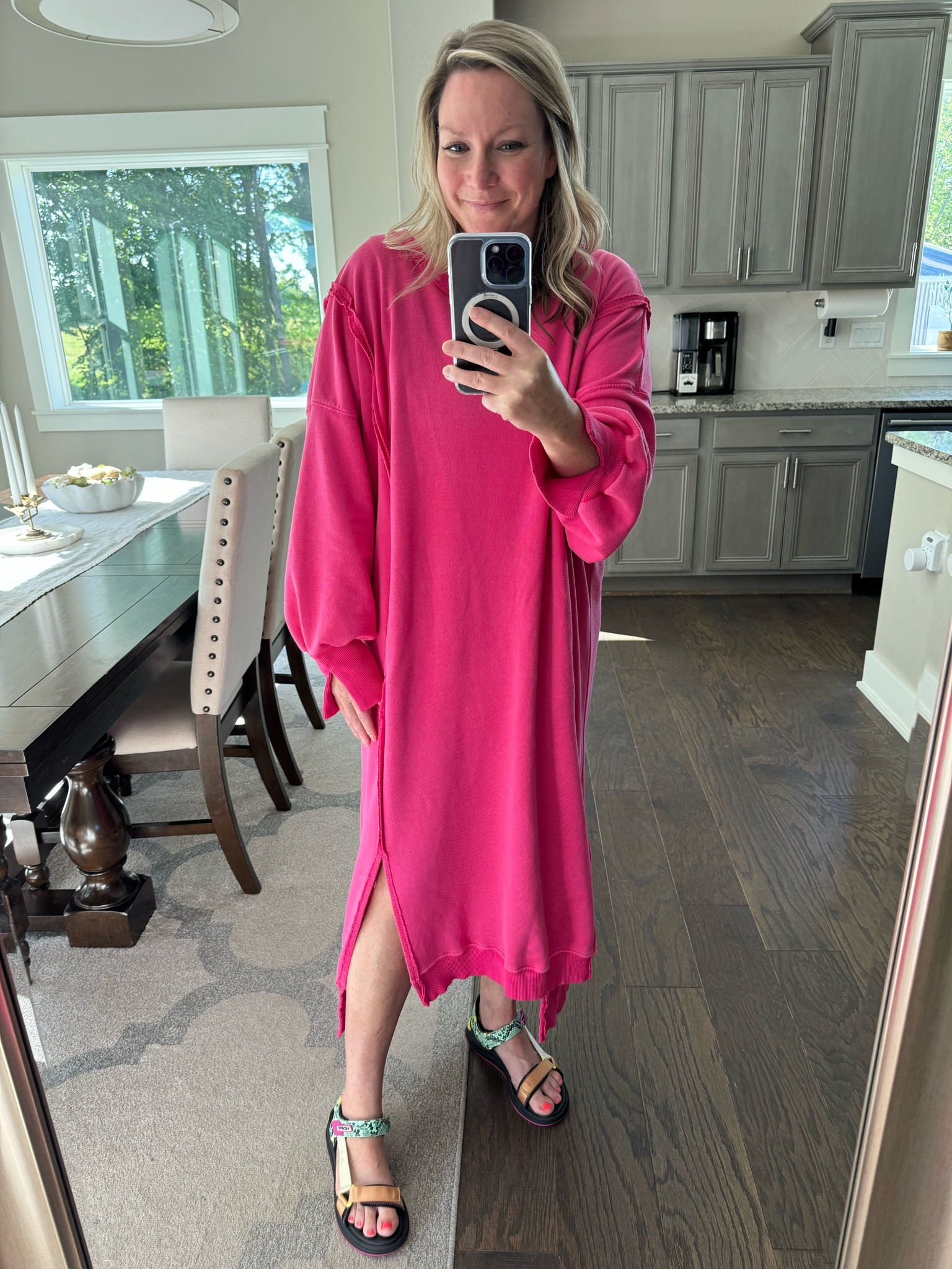 Sweatshirt dresses have my heart…comfy, and the easiest thing ever to wear.  Pink is sold out, but black and the prettiest blue are still in stock 👌🏻

#LTKstyletip