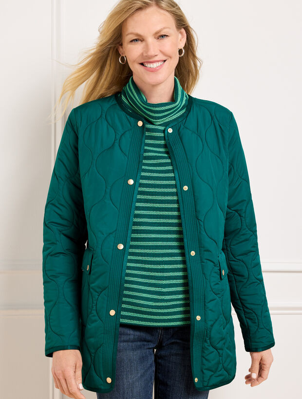 Quilted Collarless Coat | Talbots