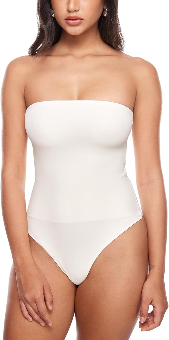 INLYRIC Women's Natrelax Sexy Strapless Bodysuit Thong Tube Top Off The Shoulder One Piece Leotar... | Amazon (US)