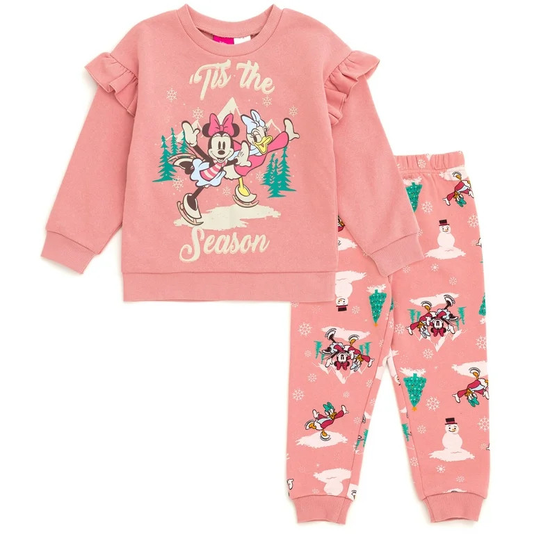 Disney Daisy Duck Minnie Mouse Christmas Fleece Sweatshirt and Jogger Pants Outfit Set Newborn to... | Walmart (US)