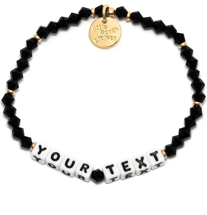 Little Words Project Jet Black Custom Beaded Stretch Bracelet | Nordstrom | Nordstrom