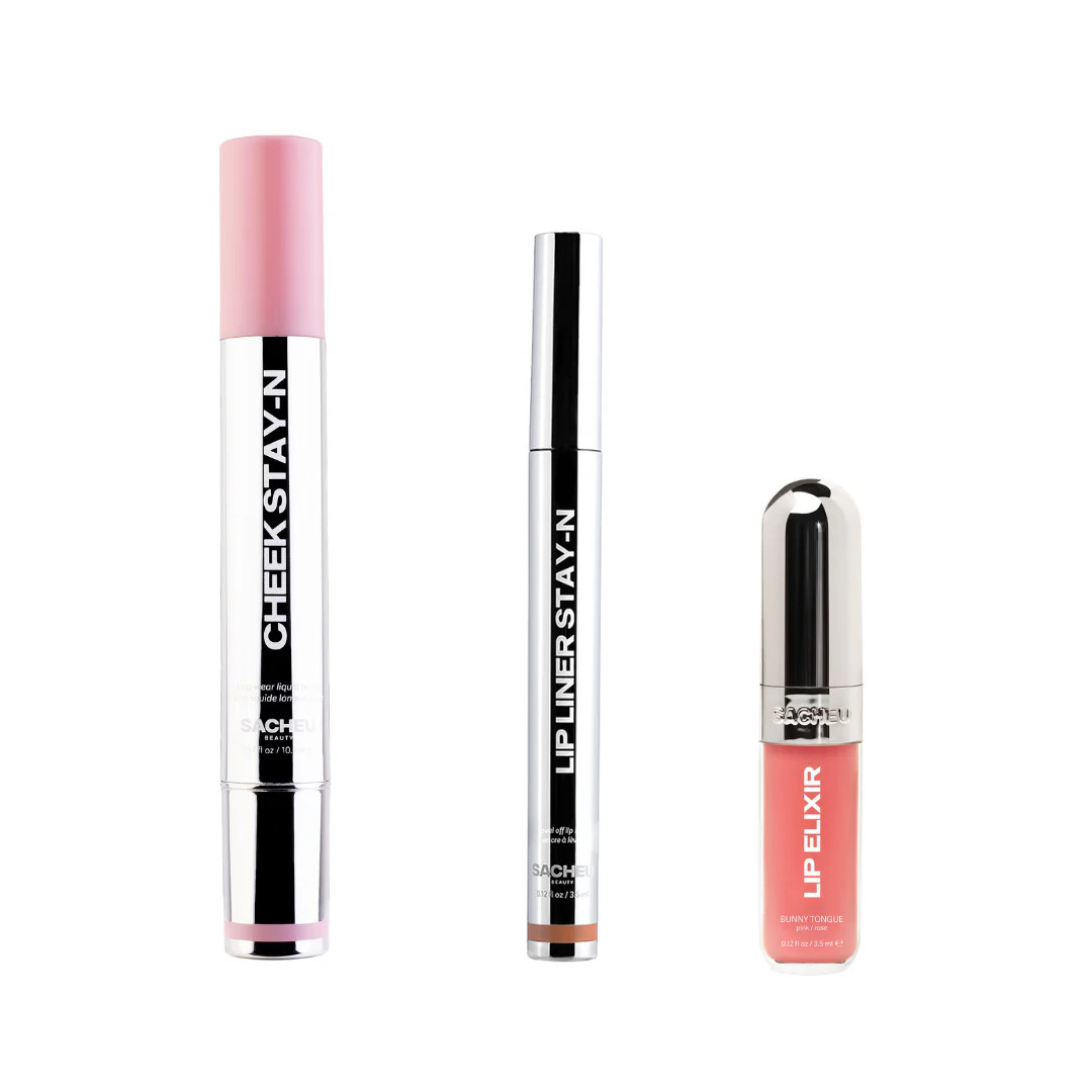 Blushing MUAH-ve Bundle (Cheek: 03 I'm Guilty + Liner: 02 MUah-ve + Elixir: 02 Pink Bunny Tongue) | SACHEU Beauty