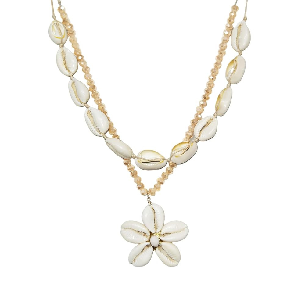 MIFYNN Boho Crystal Shell Necklace Layered SeaShell Flower Pendant Necklace Hawaiian Style Braide... | Amazon (US)