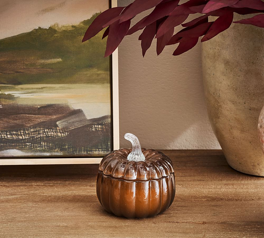 Handcrafted Pumpkin Lidded Recycled Glass Candles - Harvest Spice | Pottery Barn (US)