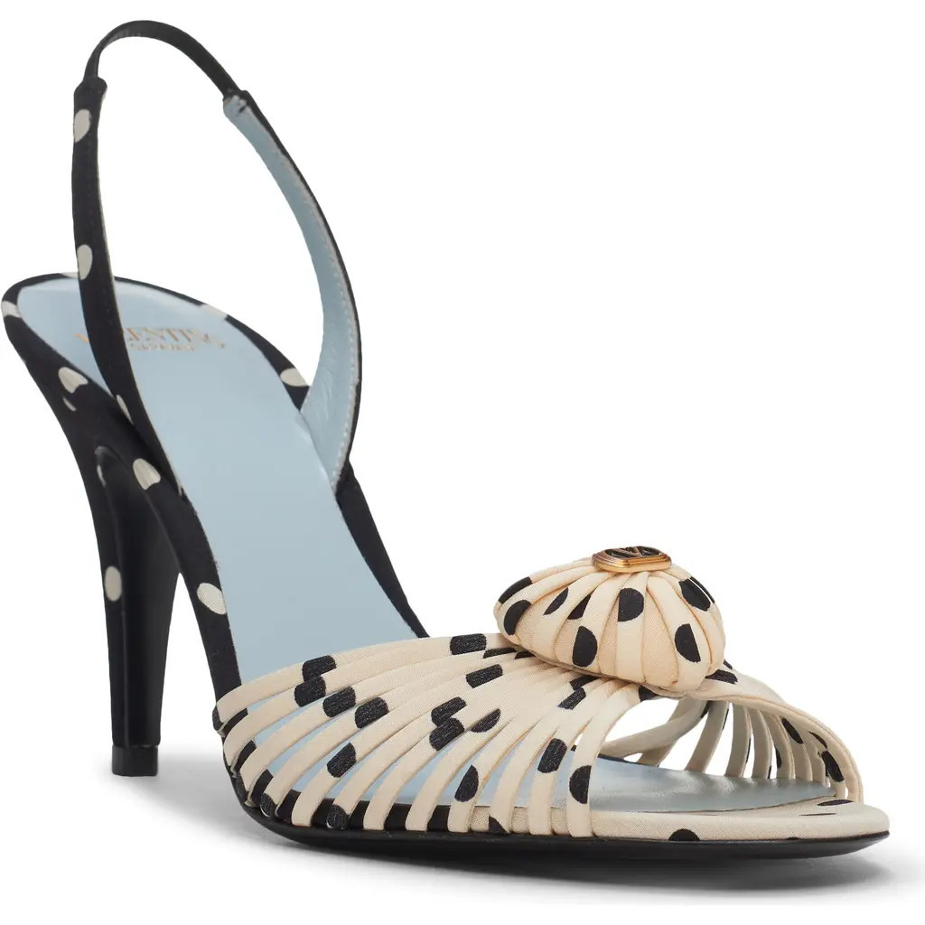 Valentino Coeur Royal Polka Dot Sandal in Black/off White at Nordstrom, Size 41.5 | Nordstrom