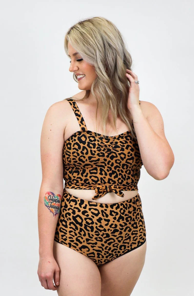 Sweetheart Neckline Leopard Swim Top | Alexander Jane Boutique