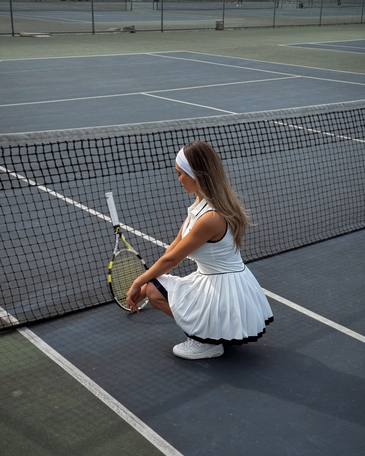 adding sunset tennis to our summer routine 🎾🧚🏼‍♀️
@lacoste 

#lacostetennis #tennisaesthetic #ootd #summerootd #tennisoutfit #girlhood #lacostedress