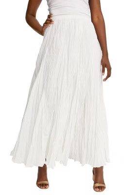 Jessica London Women's Plus Size Flowing Crinkled Maxi Skirt - 16, White | Target