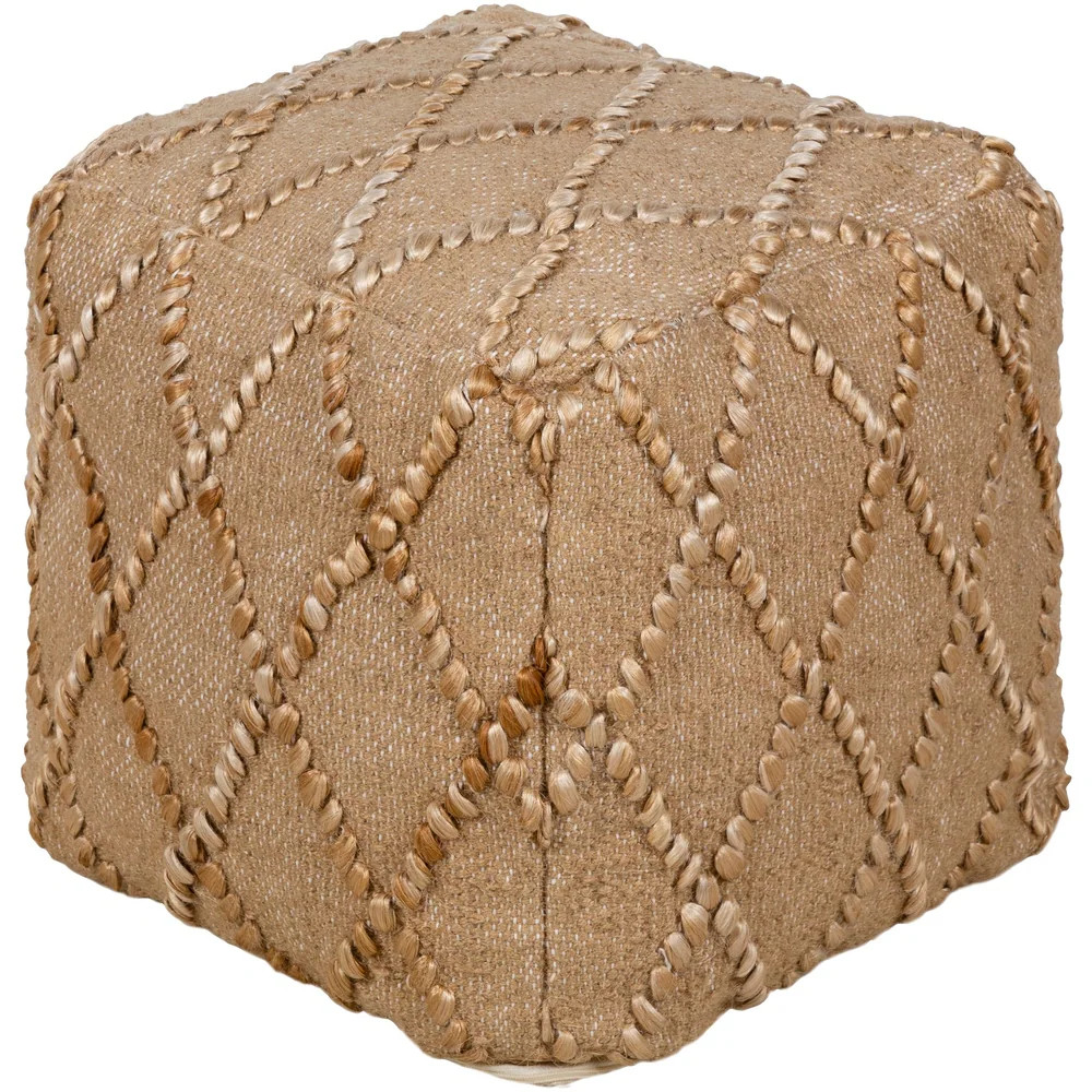 Elyando Global Textured Jute 16-inch Square Pouf (Wheat) | Bed Bath & Beyond