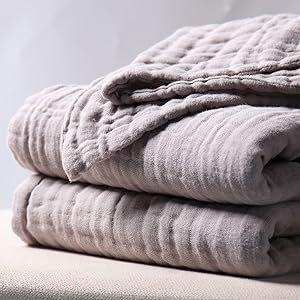 LIFEIN Cotton Muslin Blankets- Grey Summer Throw Blankets for Couch Bed Adults and Baby，6-Layer... | Amazon (US)