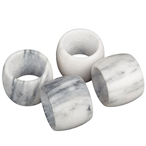 Creative Home Natural Marble Napkin Rings Set of 4, Napkin Ring for Wedding, Parties, Dining Table Decor, Elegant Tabletop Accessories for Family Gatherings, Off-White | Amazon (US)
