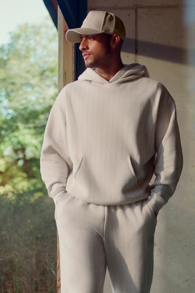 Pinstripe Hoodie - Bone Pinstripe | Alo Yoga