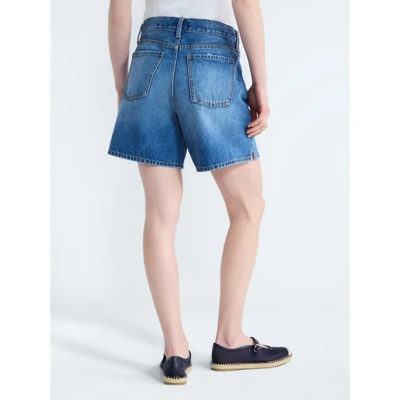 Free Assembly Women's Denim Shorts with Twill Tie, 6" Inseam, Sizes 0-18 | Walmart (US)