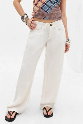 BDG White Kayla Linen Trousers | Urban Outfitters UK