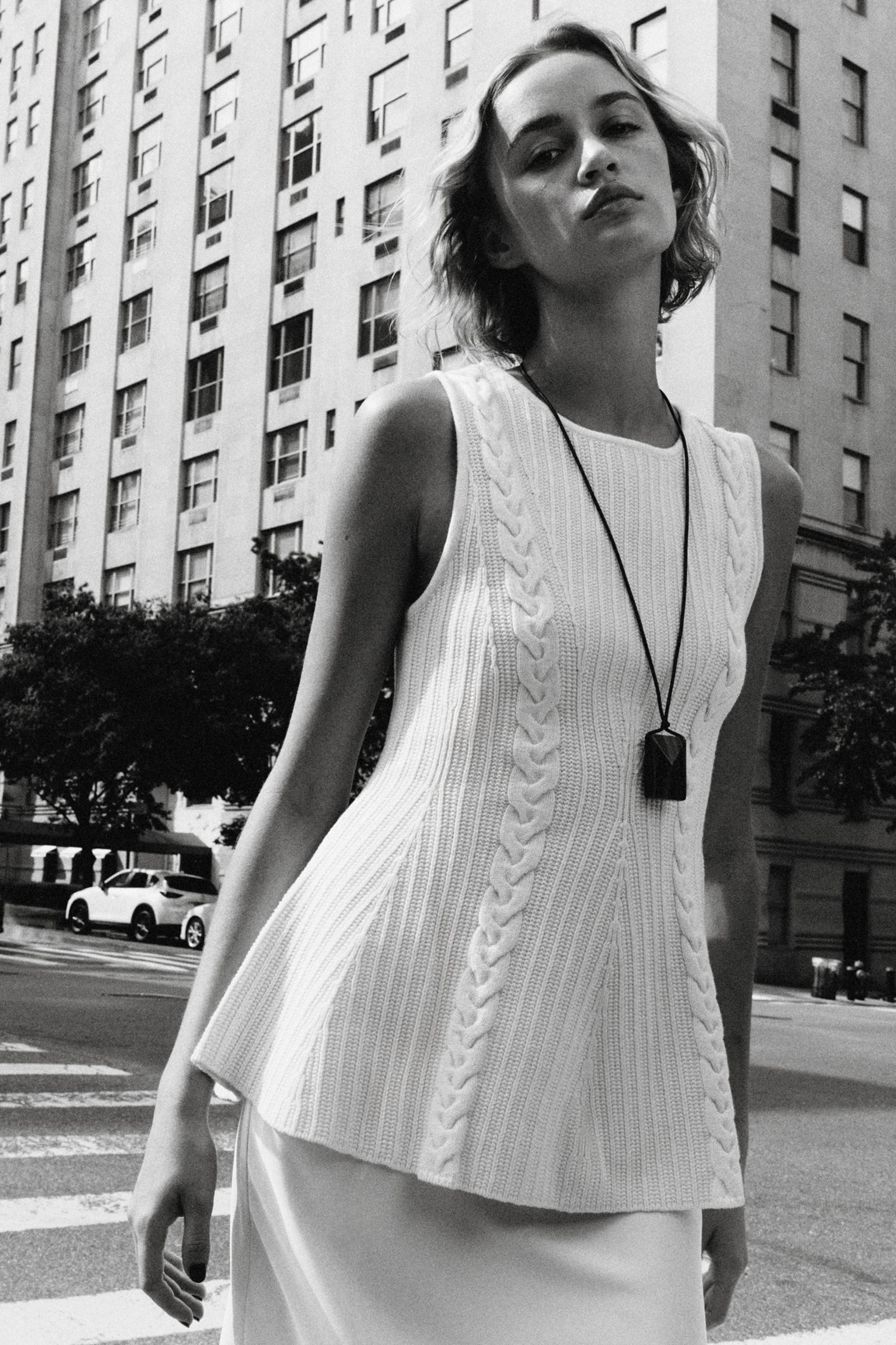 CABLE KNIT PEPLUM TOP | Zara UK