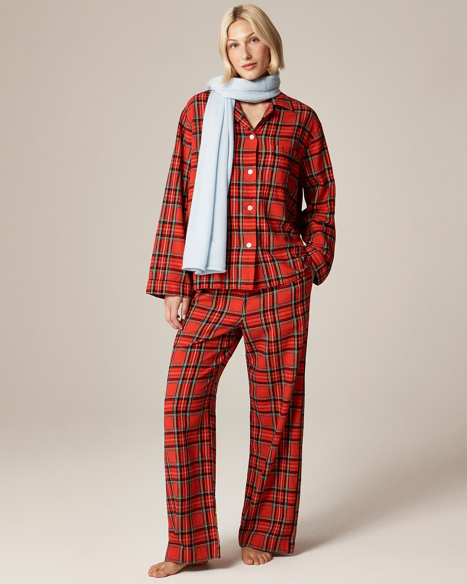 Flannel long-sleeve pajama pant set in Good Tidings plaid | J. Crew US