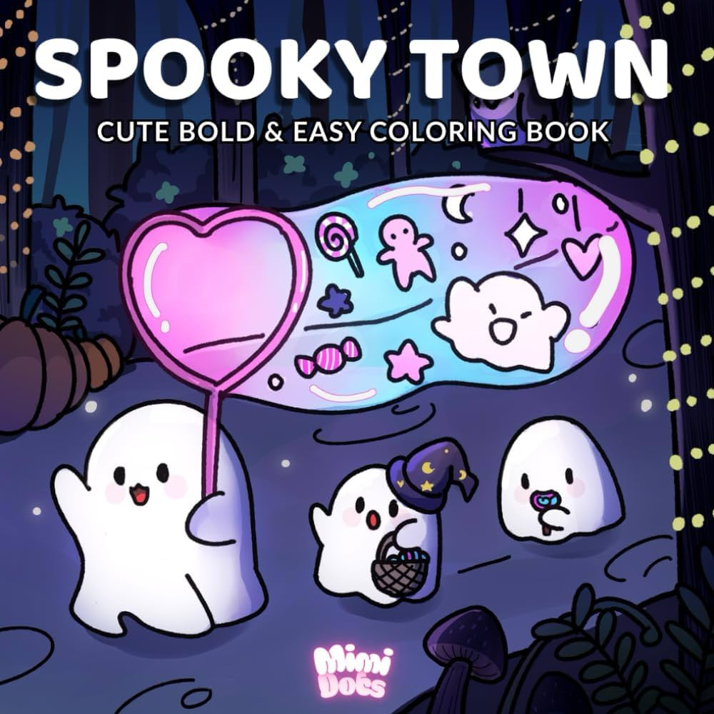 Spooky Town: Cute Bold & Easy Coloring Book - Halloween Cozy Hygge For Kids Teens And Adults Ador... | Amazon (US)