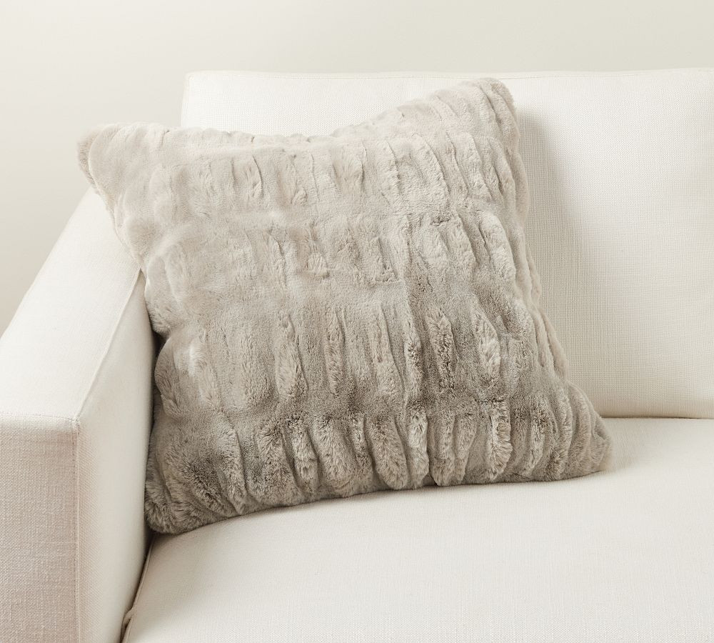 Faux Fur Ruched Throw Pillow | Pottery Barn (US)