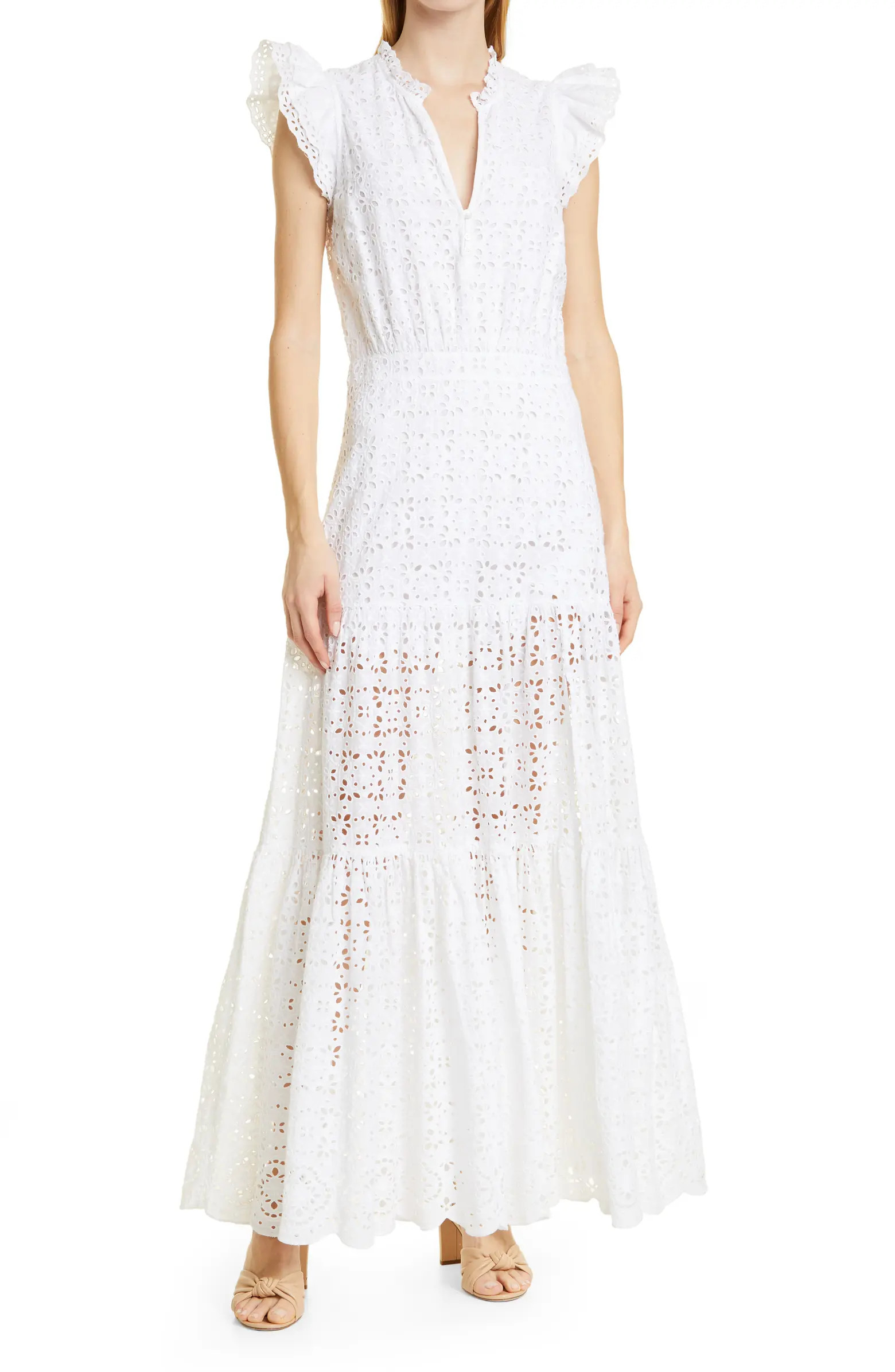 Veronica Beard Satori Ruffle Cotton Eyelet Maxi Dress | Nordstrom | Nordstrom