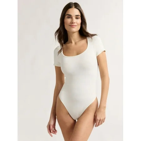 Joyspun Women s Seamless Slimming Bodysuit with Short Sleeves Sizes S-XXXL | Walmart (US)