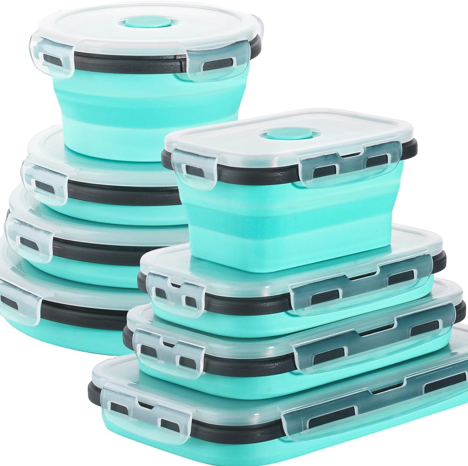 8 Pack Collapsible Food Storage Containers With Lids, Collapsible Storage Containers Sets Silicon... | Amazon (US)