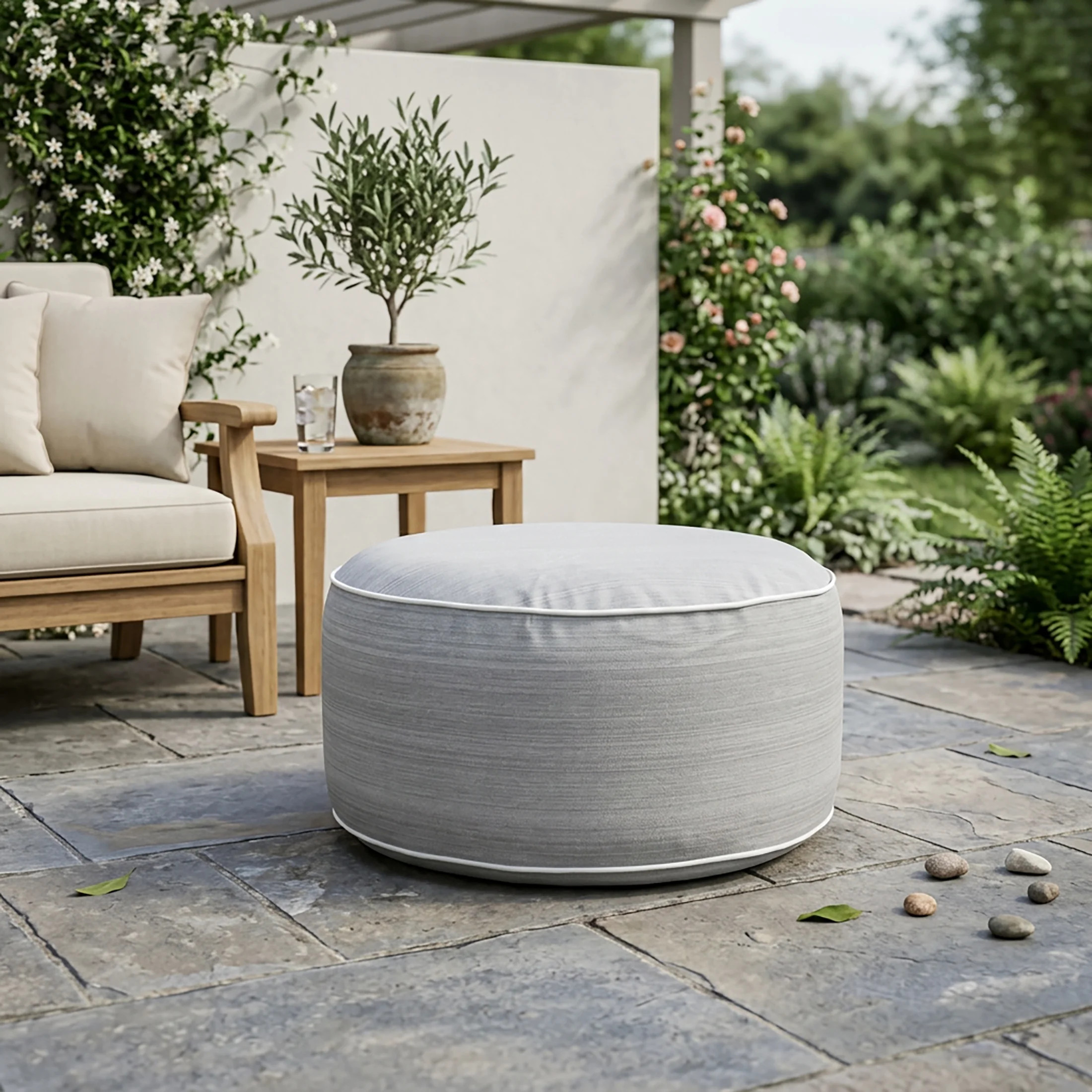 Colby Inflatable Round Ottoman Stool for Indoor/Outdoor Use - Walmart.com | Walmart (US)