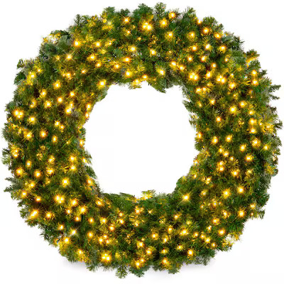 Best Choice Products  60in Artificial Pre-Lit Fir Christmas Wreath Decoration w/ 375 LED Lights 9... | Lowe's