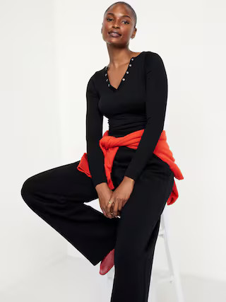 Exhale Seamless Cropped Henley Top | Old Navy (US)