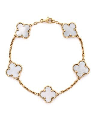 Pre-Owned Van Cleef & Arpels Vintage Alhambra 5 Motifs Bracelet 18K Gold and Mother of Pearl | Bl... | Bloomingdale's (AU)
